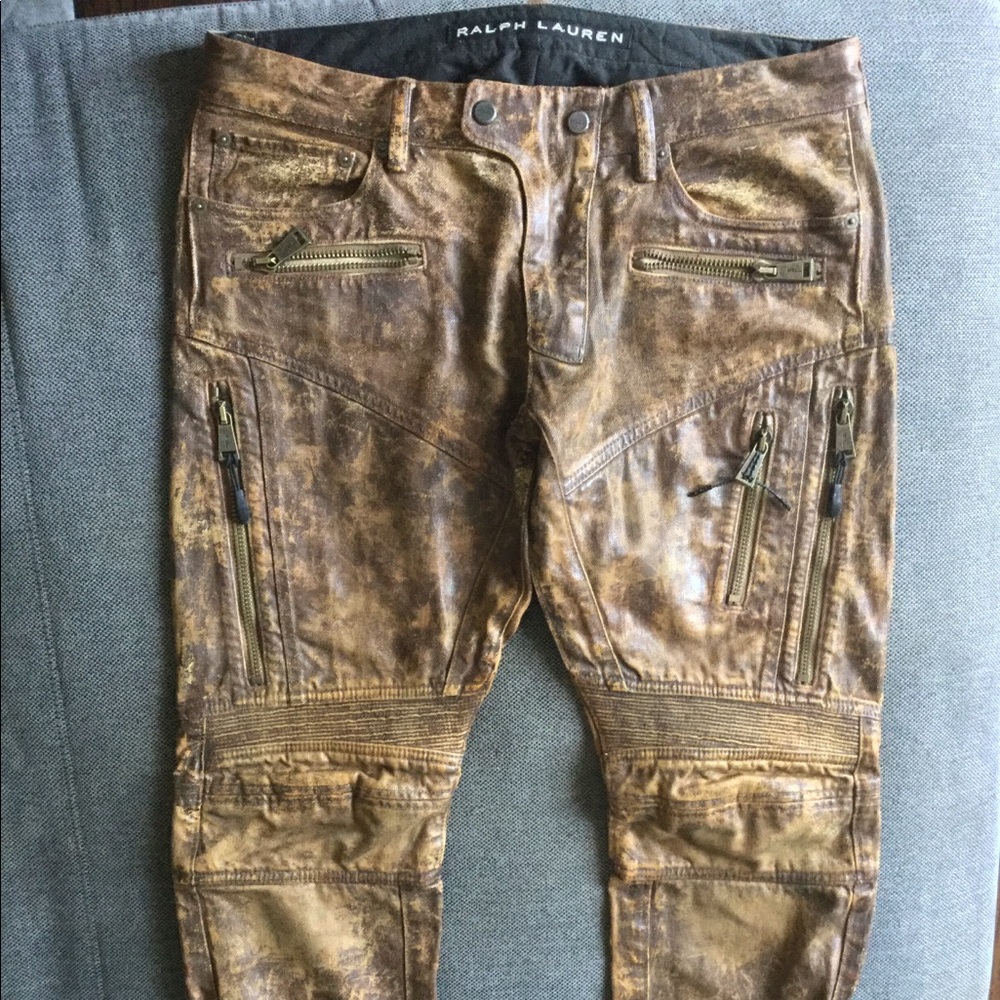 WORN Ralph Lauren Blk Label moto leather jean 3234